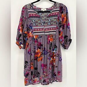 UMGEE USA Dress Floral Aztec Babydoll Tunic Women’s Small V Neck